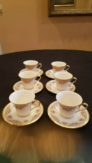Lenox Versailles 3 " Footed Cups And Saucers (set Of 6)