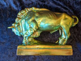 American Buffalo Bull Ox Hungarian Porcelain Zsolnay Pecs Eosin 1900 No Herend