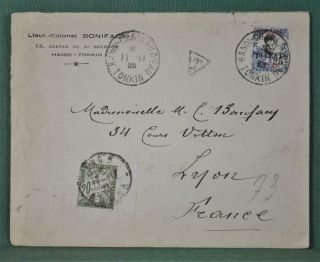 French Indo China Vietnam Stamp Cover To Lyon France (y121)