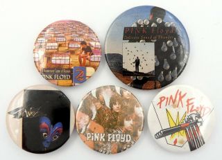 Pink Floyd Button Badges 5 X Vintage Pink Floyd Pin Badges