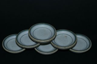 Set Of 6 Viintage Restaurant Ware Butter Pats Green Lines