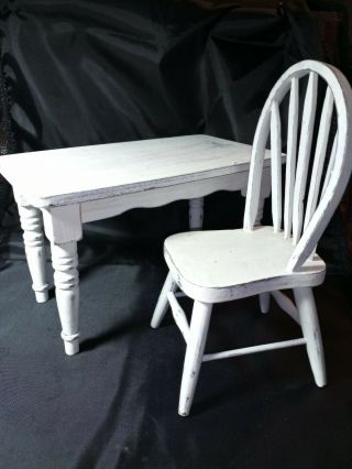 Barbie Doll White Washed Desk And Chair