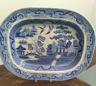 Large Vintage Blue Willow Serving Platter Staffordshire Cond.  -