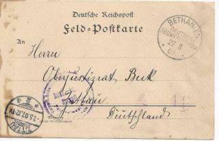 1907 German Southwest Africa Postal Card Cover Bethanien Cancel To Germany
