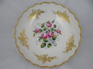 Pillivuyt France - Georgeous Hand Painted Porcelain Gold Roses Large Deep Bowl