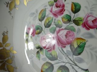 PILLIVUYT FRANCE - Georgeous Hand Painted Porcelain Gold Roses Large Deep Bowl 3
