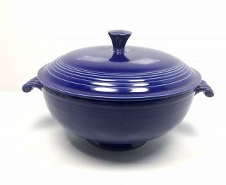 Vintage Fiestaware Covered Casserole Cobalt Blue With Lid - See All Photos