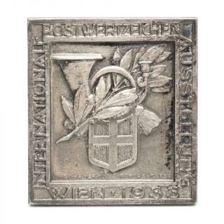 1933 Wipa Vienna International Philatelic Exhibition Silver Tone Medal W/ Box 1