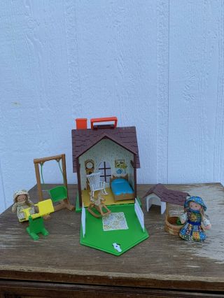 Vintage 1976 Holly Hobbie Playhouse With Dolls And Other Items