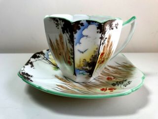 Shelley Arch Way Roses Queen Anne Shape Cup Saucer Art Deco