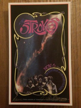 The Strokes Tx 2005 Shows Poster Handbill 3x6 Signed Macrae And Masse