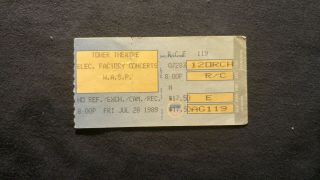 W.  A.  S.  P.  Concert Ticket Stub 7/28/1989 Upper Darby,  Pa