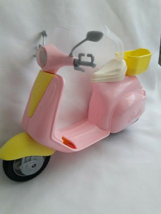Barbie Mattel Pink/yellow Scooter Motorcycle 2016