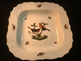 Herend Rothschild Birds 10.  5 " Square Serving Bowl 1181/ro