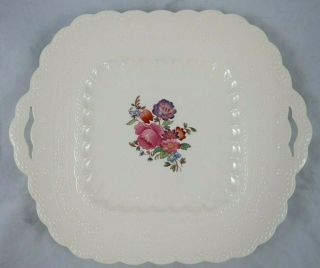 Vintage Spode Copeland Claudia Square Cake Plate Jewel Embossed Floral Handles