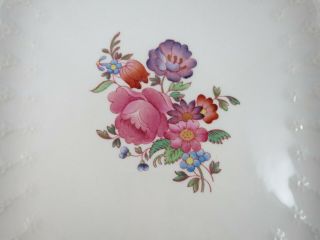 Vintage Spode Copeland Claudia Square Cake Plate Jewel Embossed Floral Handles 2