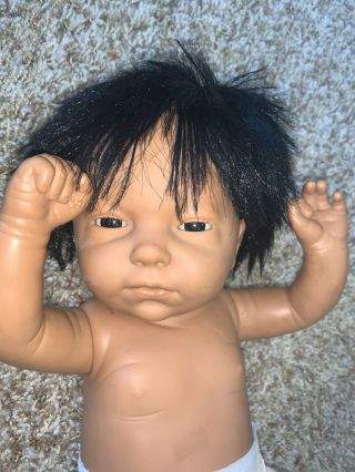 Vtg 17” Furga Ethnic Hispanic Native American Newborn Baby Doll Sexed Girl