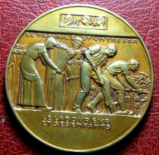 Art Deco Fables De La Fontaine The Plowman And His Children Medal By Vernon
