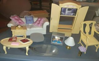 Barbie Living Room Furniture Folding Pretty 1996 Partial Set With Accessories