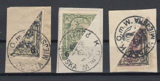 B2610/ Poland – Warschau – 1915 Lot – Bisected Stamps On Pieces