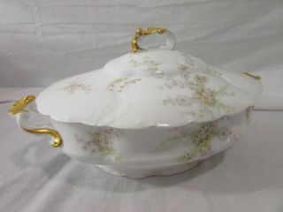 Antique Rosenthal Tilly Covered Tureen Bavaria Scalloped Serving Dish 1898 - 1906
