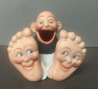 Schafer & Vater Whimsical Porcelain - Baby Boy With Big Happy Feet - Match Holder