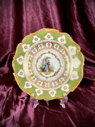 Antique Dresden Richard Klemm Hand Painted Cabinet Courting Couple Plate