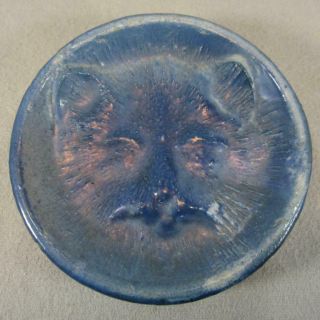 Blue Salt Glaze Stoneware Cat Face Soap Dish