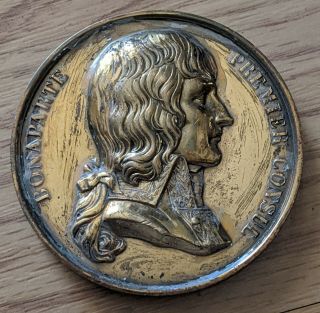 Antique Napoleon French Bronze Medal Petit Premier Consul