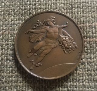 French Art Nouveau Bronze Mercury Medal By L.  Merley