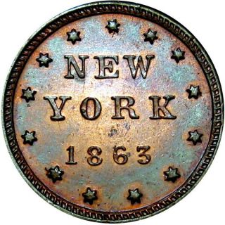 1863 York City Civil War Token Edw Schaaf R5 Scarce Reverse Die