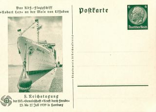 1939 Strength Through Joy Flagship Robert Ley Lisbon Nazi Germany Postcard
