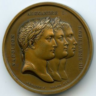 France Napoleon The Peace Of Tilsit 1807 Alexander I Wilhelm Iii Bronze Medal
