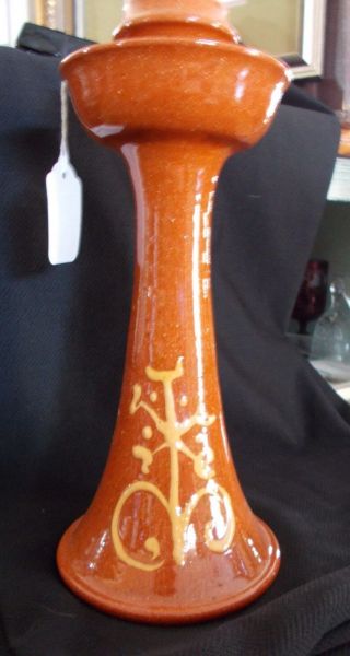 Jugtown Candlestick Marked Pottery Estate 11 1/4 Inches Tall Orange