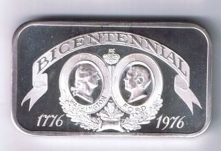 1976 Bicentennial.  999 Fine Silver 1 Ounce Art Bar Ingot Madison Presidents