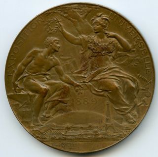 France 1889 Paris Universal Exposition Art Nouveau Medal By Bottee 63mm 108g