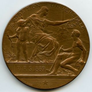 Paris 1889 Universal Exposition Art Nouveau Bronze Medal By Dupuis 63,  5mm 99g