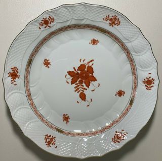 Herend Hungary Rust Chinese Bouquet Round Serving Tray Platter 13.  5 " Across