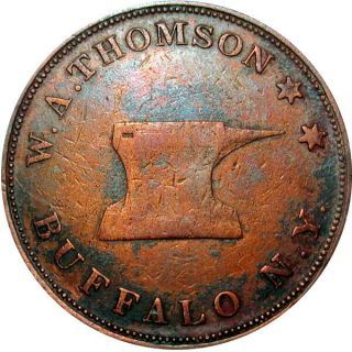 1844 Buffalo York Hard Times Token W A Thomson Teapot Anvil R4 Ht - 214