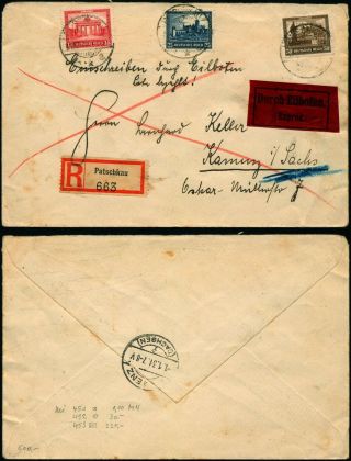 L885 Germany Registered Express Cover Patschkau Kamenz 1931