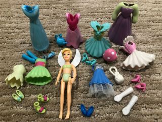 Polly Pocket Disney Tinkerbell Fairy Doll W/ Dresses Peter Pan