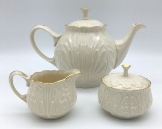 Lenox Ivory And Gold Teapot Cream And Sugar Tea Set