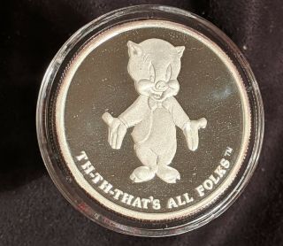 Happy Birthday Bugs Limited Edition.  999 Fine Silver Round Porky Pig Proof 1 Oz
