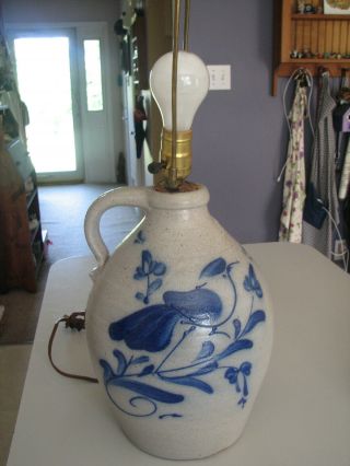 Rowe Pottery 1984 Bird Jug Stoneware Salt Glazed Lamp