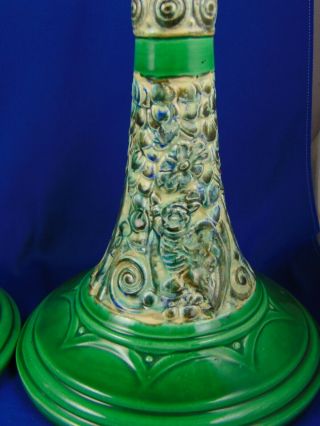 Julius Dressler Amphora Czech Arts & Crafts Woodland & Owl Design Candlesticks 3