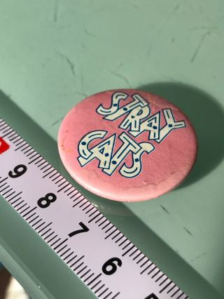 Old Vintage Pink Stray Cats Pin Badge Rockabilly Brian Setzer