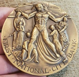 Rare 1962 Bronze Medal First National City Bank York 8.  7 Ounce Medallic Art