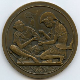 France Medicine Military Health Service 1850 - 1950 Bronze Art Medal By Delannoy