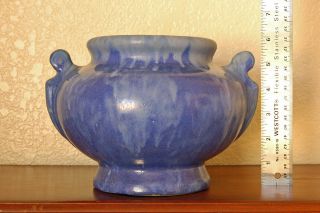 Spectacular Vintage Brush - Mccoy Pottery 2 - Handled Urn Flower Vase Blue Onyx Drip