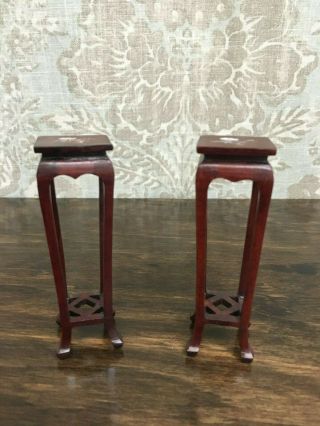 1/12 Dollhouse Miniature Mahogany Plant Stands With Inlay Detail